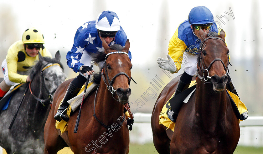 Marmelo-0010 
 MARMELO (right, Gerald Mosse) beats ASPETAR (left) in The Dubai Duty Free Finest Surprise John Porter Stakes
Newbury 13 Apr 2019 - Pic Steven Cargill / Racingfotos.com