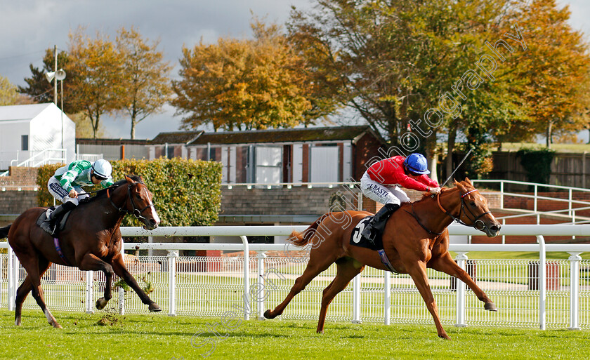 Conservatoire-0002 
 CONSERVATOIRE (Tom Marquand) beats FARASI LANE (left in The Download The tote Placepot App Irish EBF Nursery
Goodwood 11 Oct 2020 - Pic Steven Cargill / Racingfotos.com