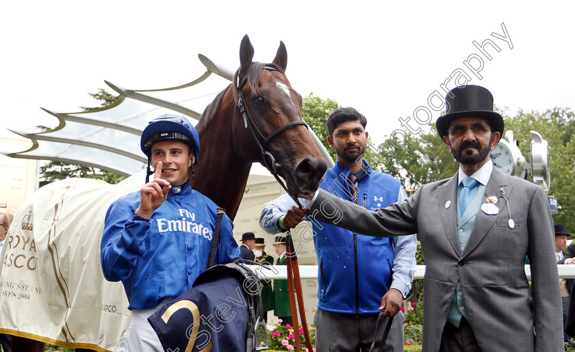 Blue-Point-0013 
 BLUE POINT (William Buick) with Sheikh Mohammed after The King's Stand Stakes
Royal Ascot 19 Jun 2018 - Pic Steven Cargill / Racingfotos.com