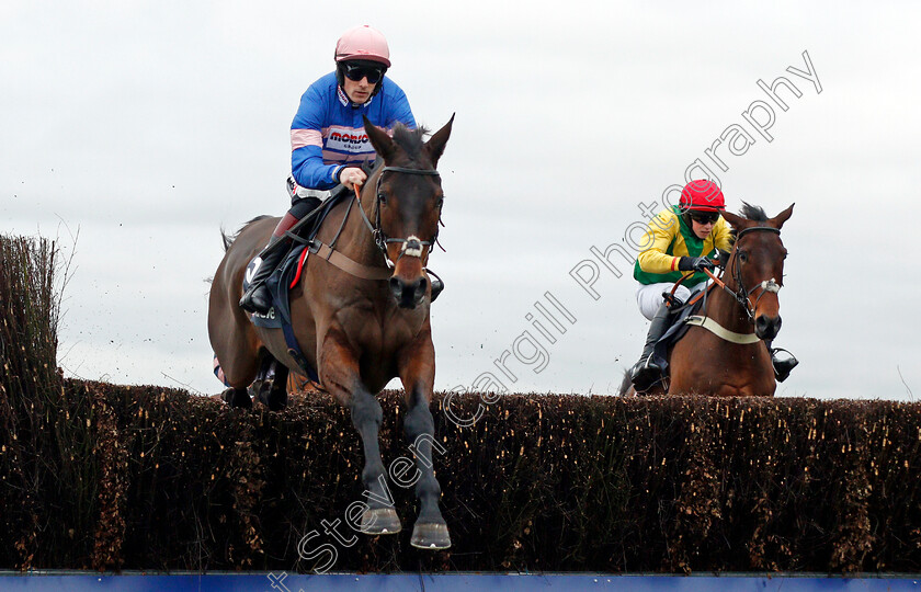 Dolos-0002 
 DOLOS (left, Sam Twiston-Davies) jumps with FINIAN'S OSCAR (right) Ascot 22 Dec 2017 - Pic Steven Cargill / Racingfotos.com