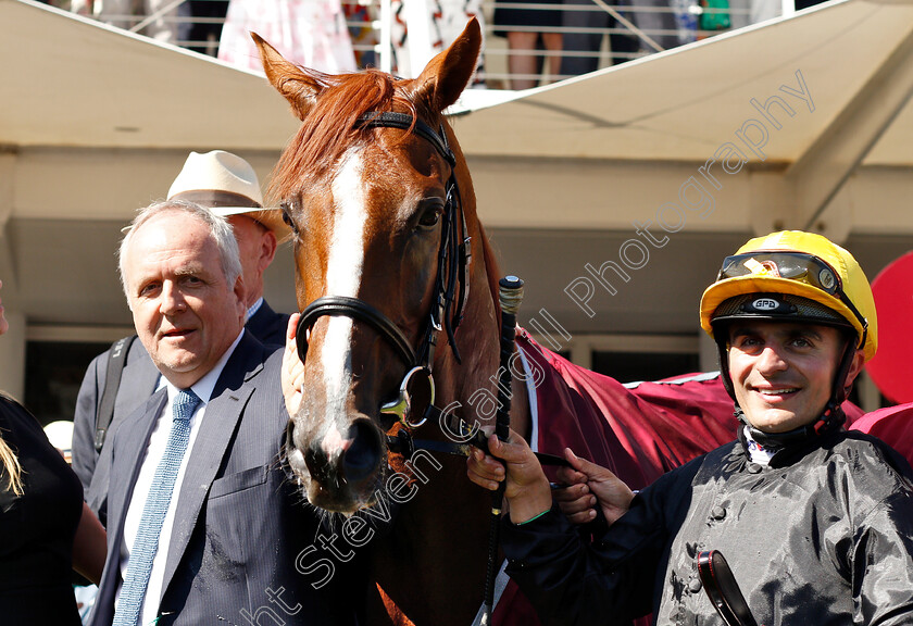 Stradivarius-0010 
 STRADIVARIUS (Andrea Atzeni) with Bjorn Neilsen after The Qatar Goodwood Cup
Goodwood 31 Jul 2018 - Pic Steven Cargill / Racingfotos.com