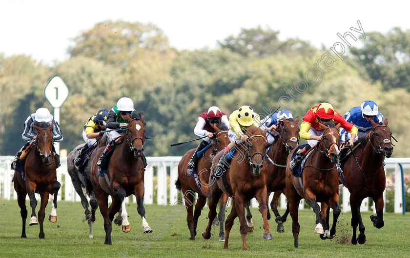 Prince-Eiji-0002 
 PRINCE EIJI (centre, Andrea Atzeni) beats RED ARMADA (2nd right) in The Charbonnel Et Walker British EBF Maiden Stakes
Ascot 7 Sep 2018 - Pic Steven Cargill / Racingfotos.com