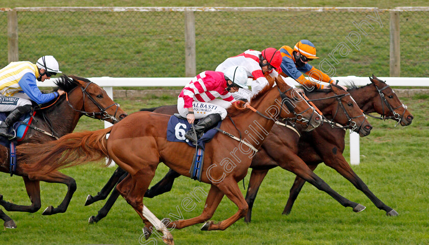 Alborkan-0003 
 ALBORKAN (centre, George Wood) beats CASA LOUPI (nearside) and ARTHUR'S COURT (farside) in The Follow At The Races On Twitter Handicap Div2
Yarmouth 20 Oct 2020 - Pic Steven Cargill / Racingfotos.com