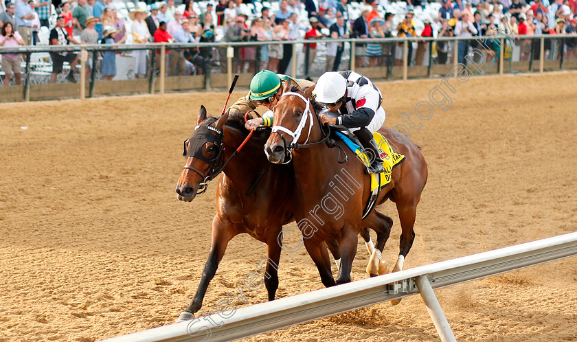 Mylady-Curlin-0002 
 MYLADY CURLIN (right, Luis Saez) beats GOLDEN AWARD (left) in The Allaire Dupont Distaff Stakes
Pimlico, Baltimore USA, 17 May 2019 - Pic Steven Cargill / Racingfotos.com