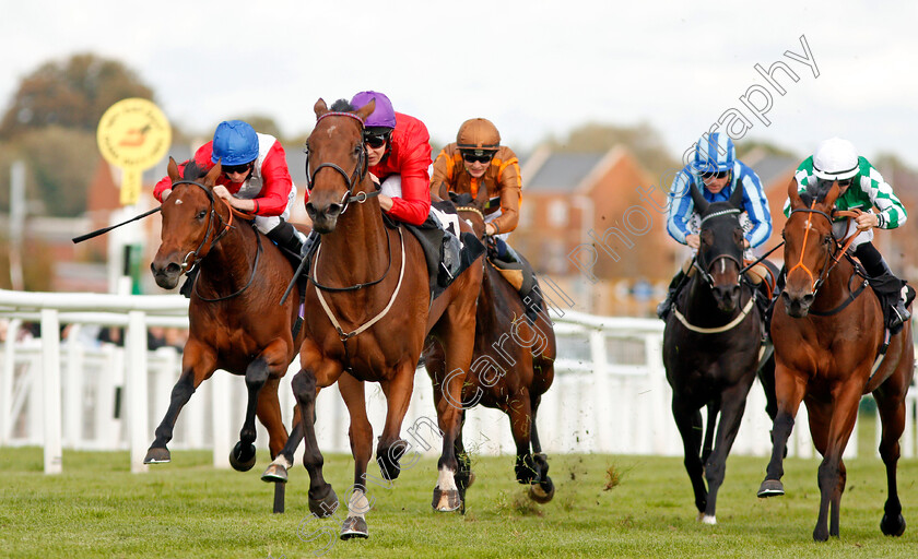 Magnolia-Springs-0003 
 MAGNOLIA SPRINGS (Charles Bishop) beats LAMYA (right) and VERACIOUS (left) in The Dubai Duty Free Full Of Surprises EBF Stallions Fillies Stakes Newbury 22 Sep 2017 - Pic Steven Cargill / Racingfotos.com