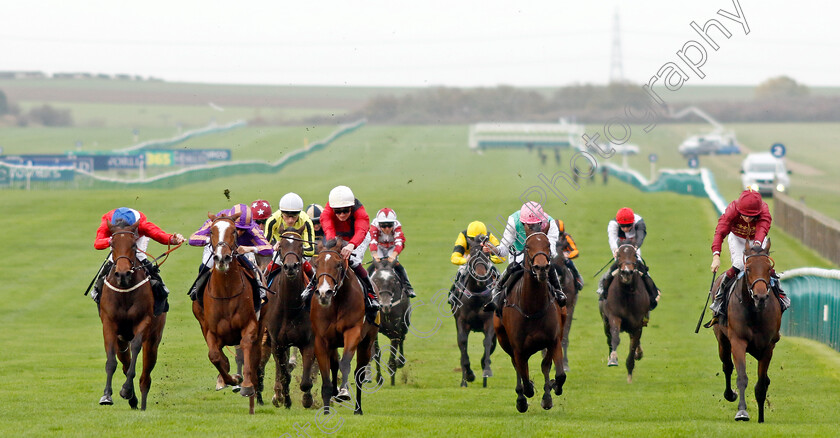 Karsavina-0003 
 KARSAVINA (left, Rossa Ryan) beats BRITANNICA (2nd left) TIME'S EYE (centre) LUDMILLA (2nd right) and CROWNING (right) in The British Stallion Studs EBF Fillies Novice Stakes Div1
Newmarket 29 Oct 2022 - Pic Steven Cargill / Racingfotos.com