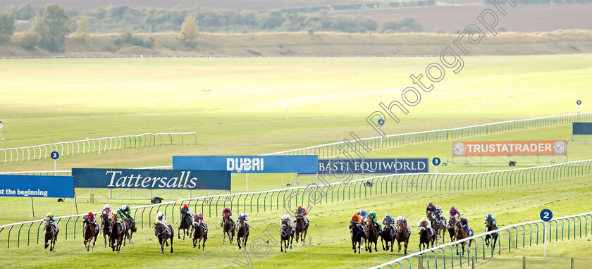 Alphonse-Le-Grande-0005 
 ALPHONSE LE GRANDE (yellow cap, right, Jamie Powell) wins The Club Godolphin Cesarewitch
Newmarket 12 Oct 2024 - Pic Steven Cargill / Racingfotos.com