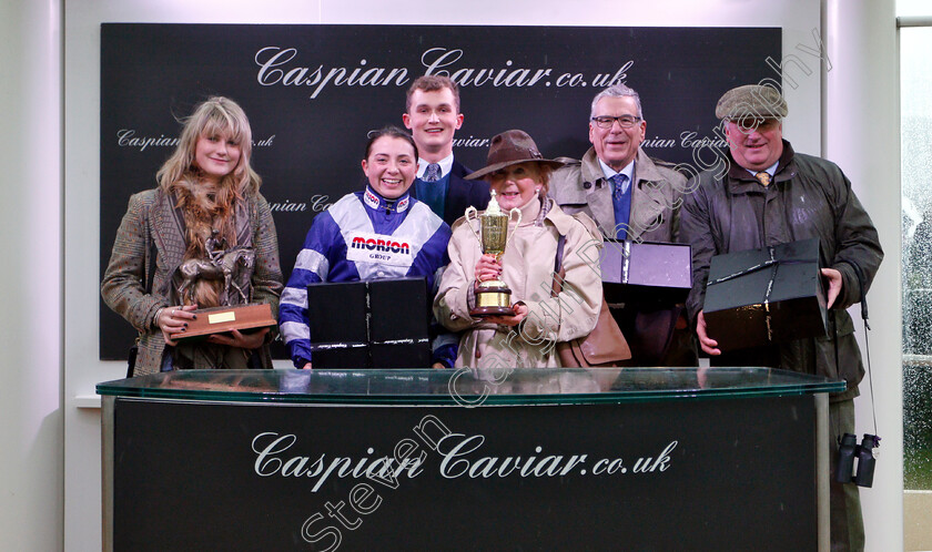 Frodon-0012 
 Presentation to Mr and Mrs Vogt, Paul Nicholls and Bryony Frost for The Caspian Caviar Gold Cup won by FRODON
Cheltenham 15 Dec 2018 - Pic Steven Cargill / Racingfotos.com