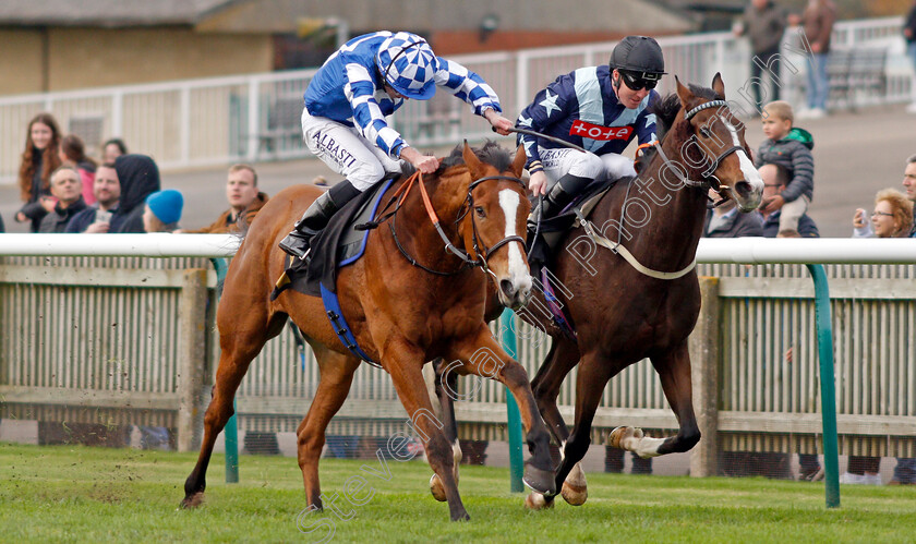 Soto-Sizzler-0005 
 SOTO SIZZLER (left, Ryan Moore) beats BAD COMPANY (right) in The 888sport Handicap
Newmarket 29 Oct 2021 - Pic Steven Cargill / Racingfotos.com