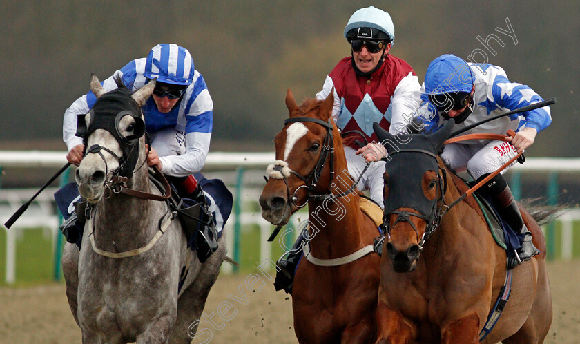 Murhib-0006 
 MURHIB (right, Robert Havlin) beats ARABESCATO (left, Adam Kirby) and THREE DRAGONS (centre, Joe Fanning) in The Heed Your Hunch At Betway Handicap
Lingfield 6 Feb 2021 - Pic Steven Cargill / Racingfotos.com