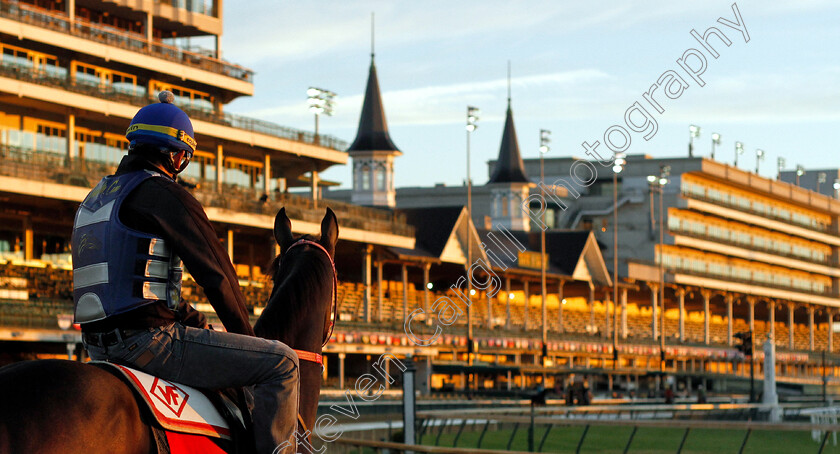 Churchill-Downs-0001 
 A horse waits to exercise at Churchill Downs ahead of the Breeders' Cup
Churchill Downs USA 29 Oct 2018 - Pic Steven Cargill / Racingfotos.com