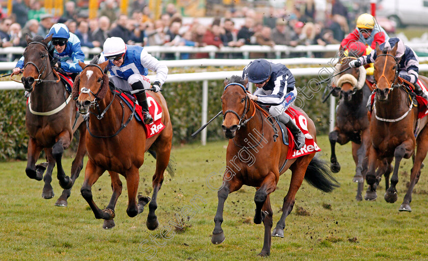 High-Acclaim-0003 
 HIGH ACCLAIM (right, David Probert) beats HUMBERT (2nd left) in The 32Red.com Spring Mile Handicap Doncaster 24 Mar 2018 - Pic Steven Cargill / Racingfotos.com