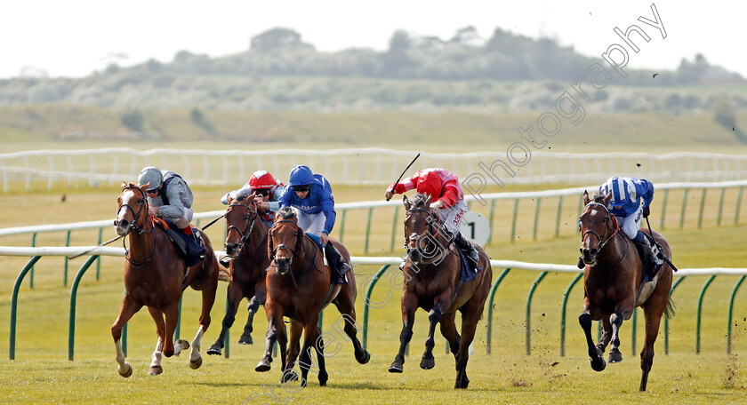 Shabeeb-0002 
 SHABEEB (right, Jim Crowley) beats SHRAAOH (2nd right) ALQAMAR (2nd left) and FIRE JET (left) in The Edmondson Hall Solicitors & Sports Lawyers Handicap Newmarket 18 May 2018 - Pic Steven Cargill / Racingfotos.com