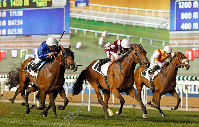 Wasim-0004 
 WASIM (Adrie De Vries) beats ZAMAN (left) in The Meydan Classic Trial Meydan 8 Feb 2018 - Pic Steven Cargill / Racingfotos.com