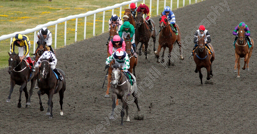 Galileo-Silver-0004 
 GALILEO SILVER (centre, Jim Crowley) beats ZZORO (2nd left) and GET BACK GET BACK (left) in The 32Red Handicap
Kempton 10 Jul 2019 - Pic Steven Cargill / Racingfotos.com