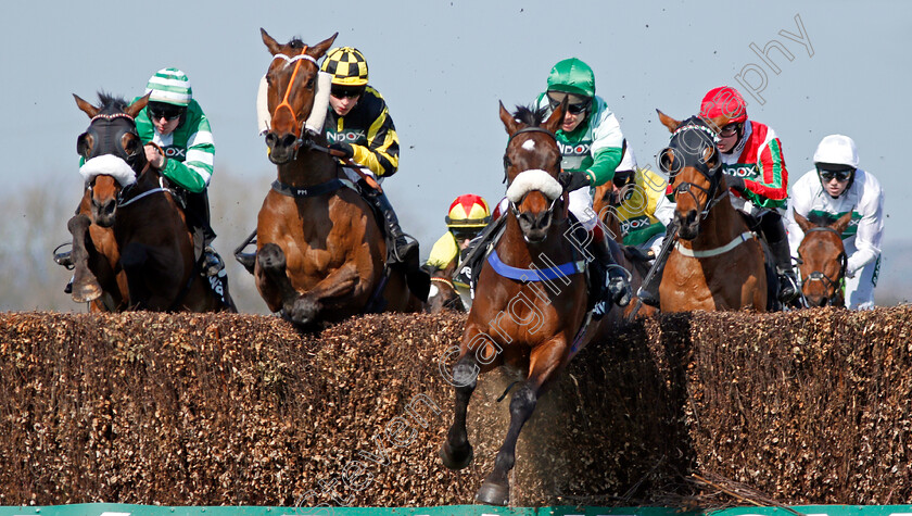 Thomas-Patrick-0004 
 THOMAS PATRICK (centre, Richard Johnson) beats HOLLY BUSH HENRY (2nd left) and PAPER LANTERN (left) in The Betway Handicap Chase Aintree 14 Apr 2018 - Pic Steven Cargill / Racingfotos.com