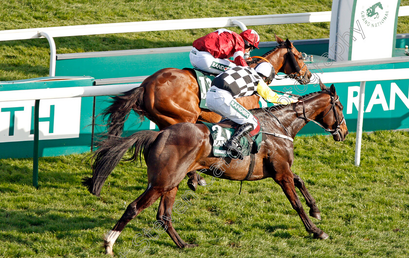 Tiger-Roll-0014 
 TIGER ROLL (farside, Davy Russell) beats PLEASANT COMPANY (nearside) in The Randox Health Grand National Aintree 14 Apr 2018 - Pic Steven Cargill / Racingfotos.com