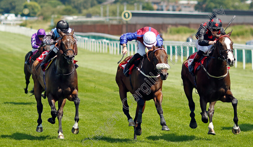 Dream-Composer-0002 
 DREAM COMPOSER (right, Dougie Costello) beats KORKER (centre) and ARECIBO (left) in The Cavani Menswear Sartorial Sprint Handicap
Sandown 7 Jul 2023 - Pic Steven Cargill / Racingfotos.com