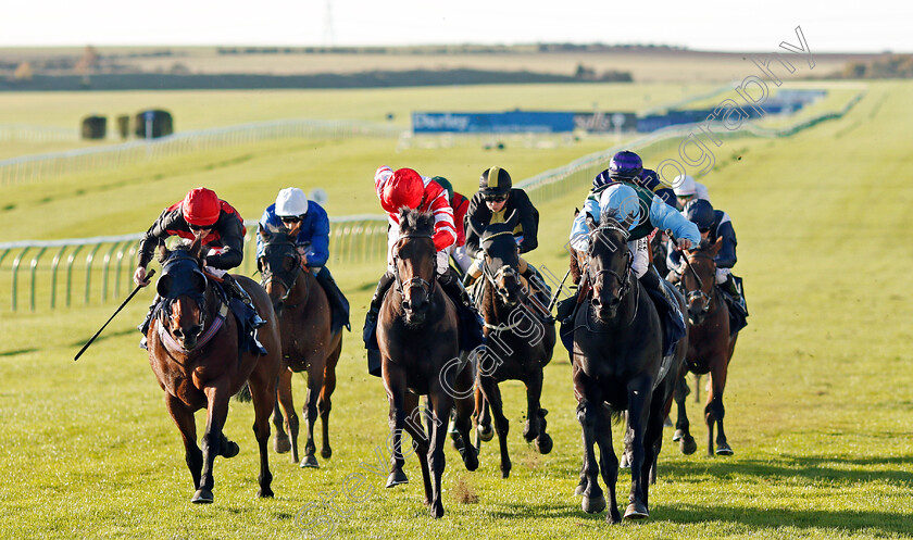 Dynamic-0002 
 DYNAMIC (right, Tom Marquand) beats AL NAFOORAH (centre) and ALEXANDRAKOLLONTAI (left) in The AR Legal Fillies Handicap Newmarket 25 Oct 2017 - Pic Steven Cargill / Racingfotos.com