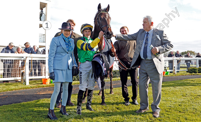 Midnights-Legacy-0010 
 MIDNIGHTS LEGACY (Tom Marquand) with owners David Holmes and Kathleen Holmes after The Download The Star Sports App Now EBF Novice Stakes
Bath 16 Oct 2019 - Pic Steven Cargill / Racingfotos.com