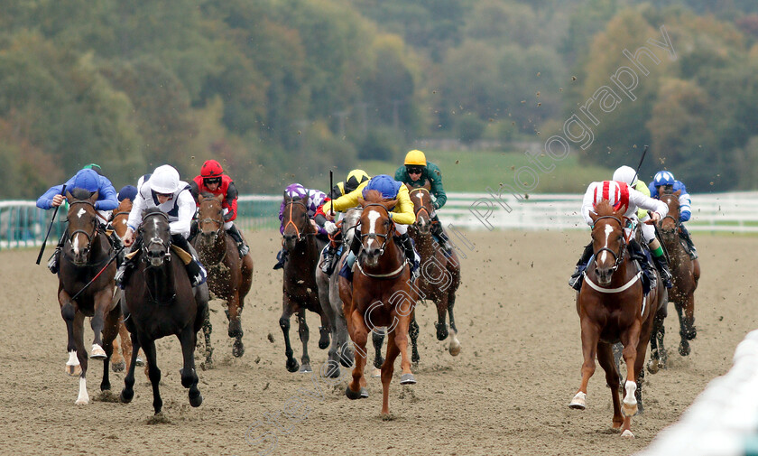 Attainment-0001 
 ATTAINMENT (right, Harry Bentley) beats GASLIGHT (left) and VOLTAIC (centre) in The Injured Jockeys Fund EBF Novice Stakes
Lingfield 4 Oct 2018 - Pic Steven Cargill / Racingfotos.com