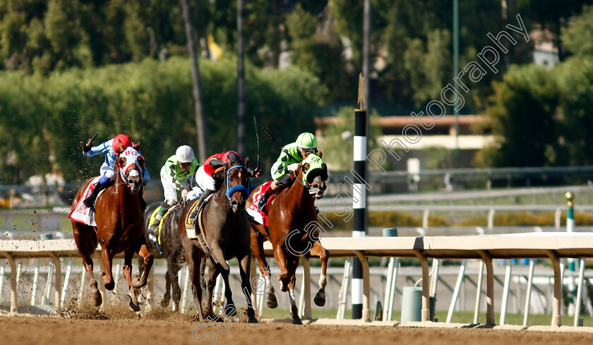 Magic-Spoon-0005 
 MAGIC SPOON (left, Tiago Pereira) beats PRIVATE GEM (centre) and DR NO NO (right) in The Golden State Juvenile
Santa Anita 3 Nov 2023 - Pic Steven Cargill / Racingfotos.com