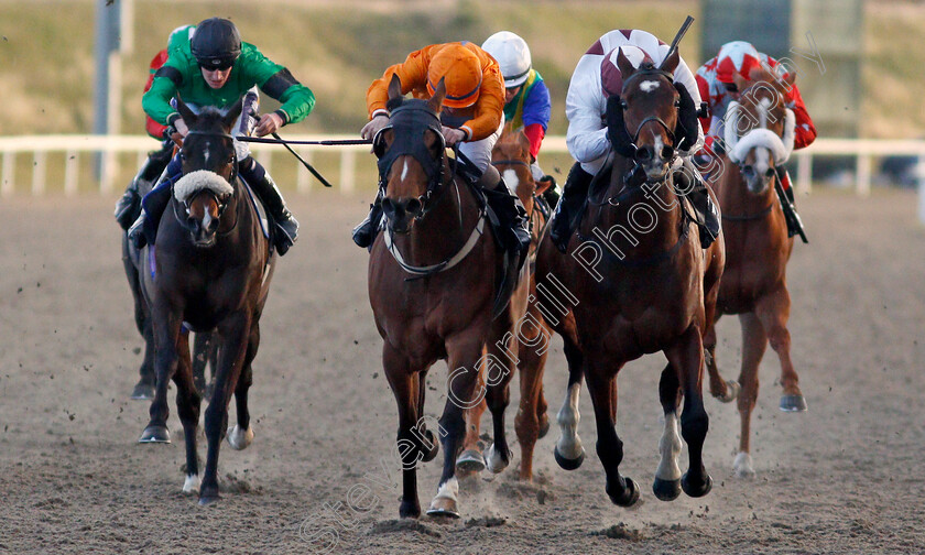 Mawkeb-0006 
 MAWKEB (right, Tom Marquand) beats RHUBARB BIKINI (centre) in The Woodford Reserve Handicap
Chelmsford 31 mar 2022 - Pic Steven Cargill / Racingfotos.com