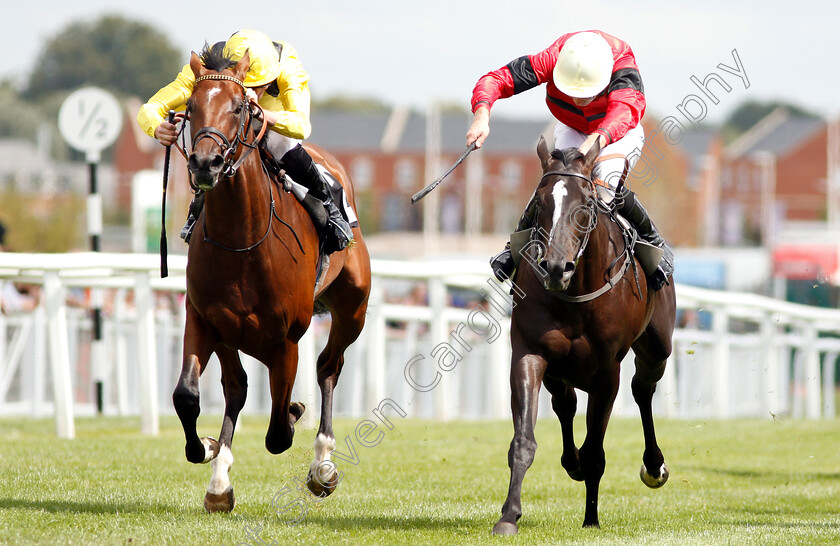 Boerhan-and-Sheila s-Showcase-0003 
 BOERHAN (left, James Doyle) dead-heats with SHEILA'S SHOWCASE (right, Charles Bishop) in The Don Deadman Memorial EBF Maiden Stakes Div2
Newbury 17 Aug 2018 - Pic Steven Cargill / Racingfotos.com