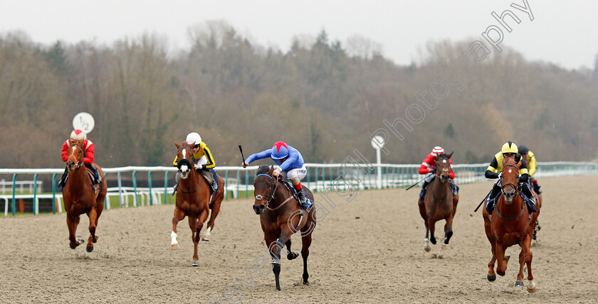 Makram-0003 
 MAKRAM (centre, Andrea Atzeni) beats ROCK OF DIAMONDS (right) in The Bombardier British Hopped Amber Beer Novice Stakes
Lingfield 14 Feb 2020 - Pic Steven Cargill / Racingfotos.com