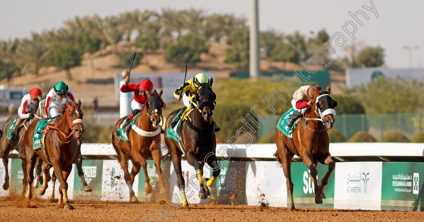 Wajaab-0002 
 WAJAAB (right, Luis Saez) beats NAJM ALENAYA (centre, Joanna Mason) in The International Jockey Challenge R1
King Abdulziz Racecourse, Kingdom of Saudi Arabia, 24 Feb 2023 - Pic Steven Cargill / Racingfotos.com