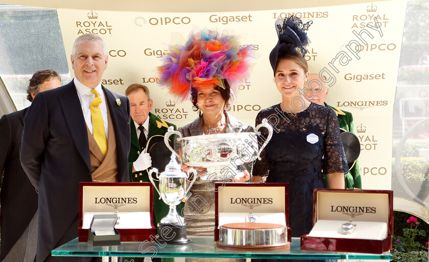 Alpha-Centauri-0016 
 Presentation by The Duke Of York to Maria Niarchos after The Coronation Stakes won by ALPHA CENTAURI
Royal Ascot 22 Jun 2018 - Pic Steven Cargill / Racingfotos.com