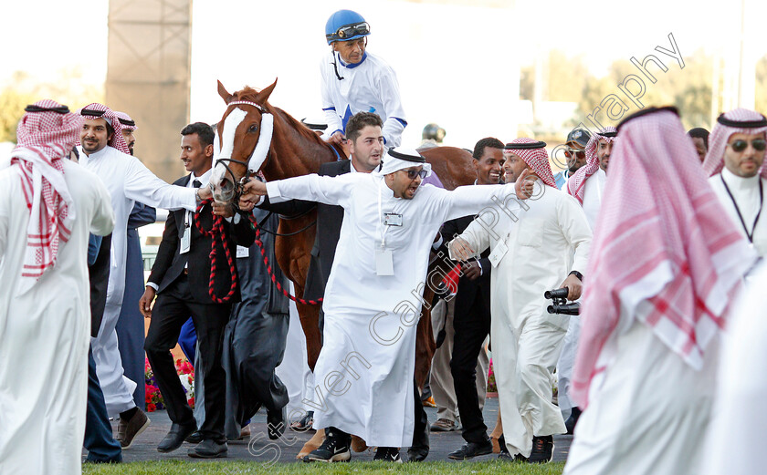 Sun-Hat-0006 
 SUN HAT (Mike Smith) after The International Jockeys Challenge Handicap Round2
King Abdulaziz Racetrack, Riyadh, Saudi Arabia 28 Feb 2020 - Pic Steven Cargill / Racingfotos.com