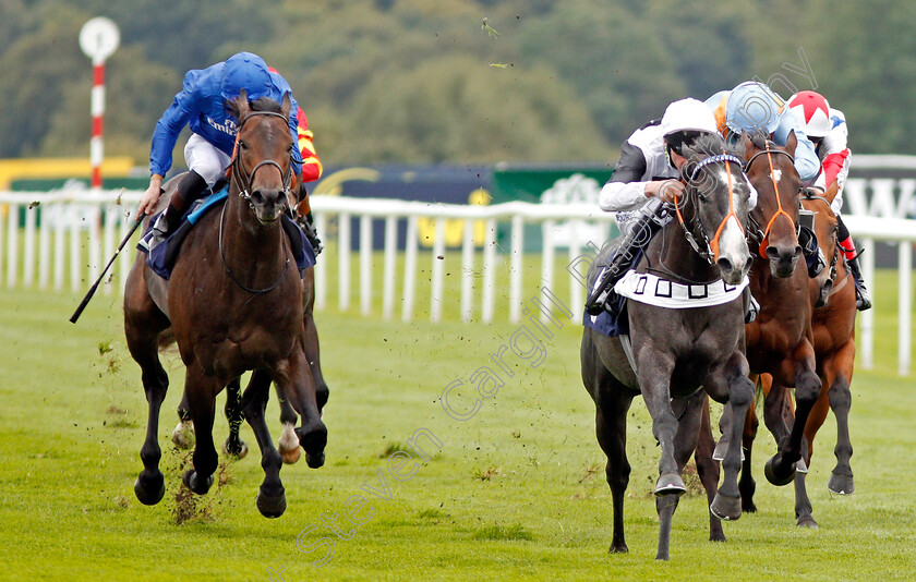 Tip-Two-Win-0004 
 TIP TWO WIN (right, Adam Kirby) beats AQABAH (left) in The Weatherbys Bank Foreign Exchange Flying Scotsman Stakes Doncaster 15 Sep 2017 - Pic Steven Cargill / Racingfotos.com