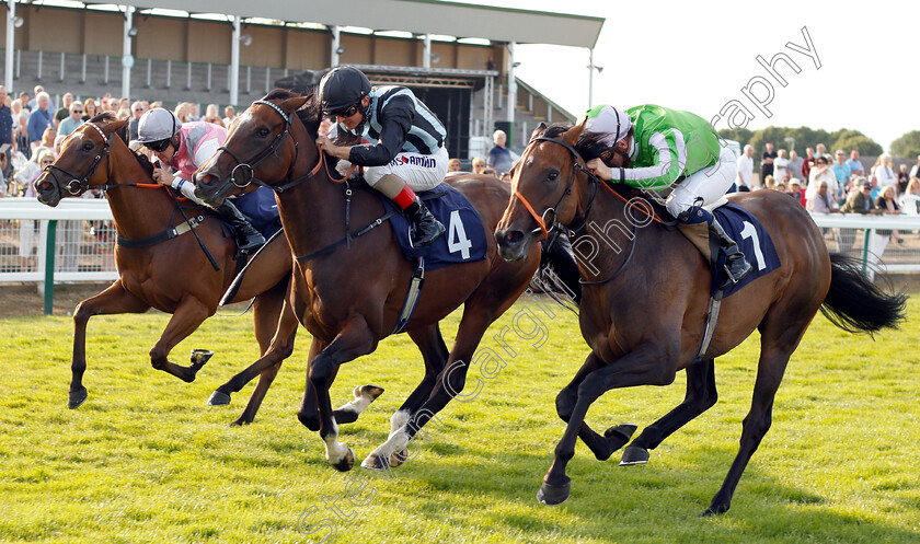 Chippie-Hill-0003 
 CHIPPIE HILL (centre, Andrea Atzeni) beats COOL ECHO (right) and HERRINGSWELL (left) in The 4head Fillies Novice Median Auction Stakes
Yarmouth 18 Jul 2018 - Pic Steven Cargill / Racingfotos.com