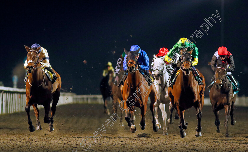 Grey s-Monument-0003 
 GREY'S MONUMENT (right, Hector Crouch) beats TEMPUS (left) and MAJESTIC PRIDE (centre) in The Irish Stallion Farms EBF Hyde Stakes
Kempton 6 Dec 2023 - Pic Steven Cargill / Racingfotos.com