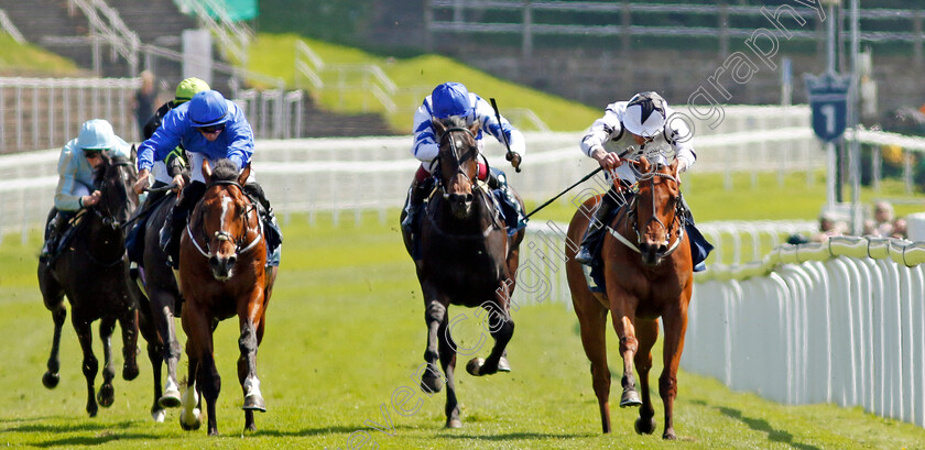 Teej-A-0004 
 TEEJ A (right, Clifford Lee) beats THE FLYING SEAGULL (centre) and PASSING PHASE (left) in The British Stallion Studs EBF Maiden Stakes
Chester 9 May 2024 - Pic Steven Cargill / Racingfotos.com