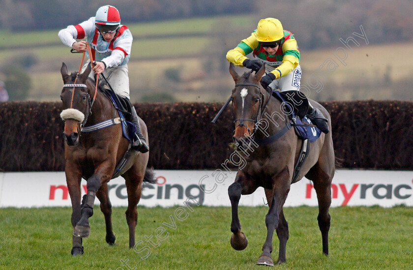 Dominateur-0003 
 DOMINATEUR (left, Gavin Sheehan) beats SOJOURN (right) in The Kubota The UKs Leading Mini Excavator Novices Handicap Chase
Chepstow 7 Dec 2019 - Pic Steven Cargill / Racingfotos.com