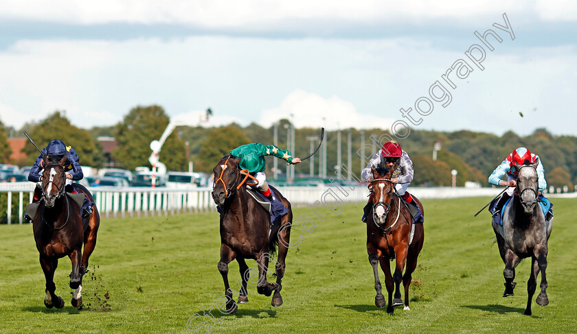 Euginio-0001 
 EUGINIO (2nd left, Andrea Atzeni) beats ANOTHER ECLIPSE (left) AL NEKSH (2nd right) and DARK RED (right) in The crownhotel-bawtry.com Handicap Doncaster 14 Sep 2017 - Pic Steven Cargill / Racingfotos.com