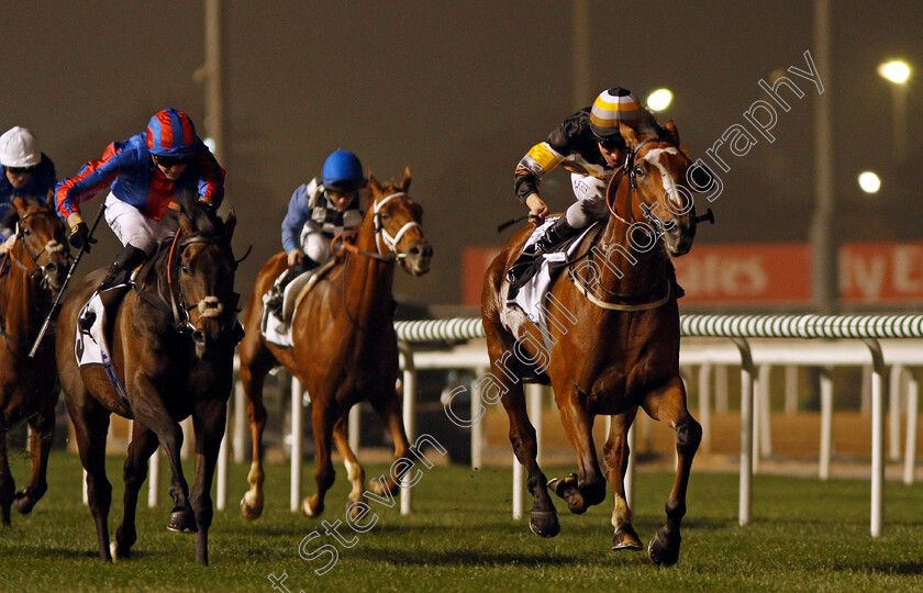 Los-Barbados-0005 
 LOS BARBADOS (Adrie de Vries) beats PRINCE OF ARRAN (left) in The EGA Al Taweelah Trophy Handicap Meydan 25 Jan 2018 - Pic Steven Cargill / Racingfotos.com