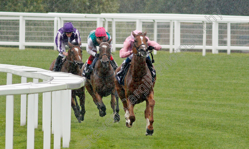 Enable-0012 
 ENABLE (Frankie Dettori, centre) tracks SOVEREIGN (right) and leads JAPAN (left) around the home turn in the King George VI And Queen Elizabeth Stakes
Ascot 25 Jul 2020 - Pic Steven Cargill / Racingfotos.com