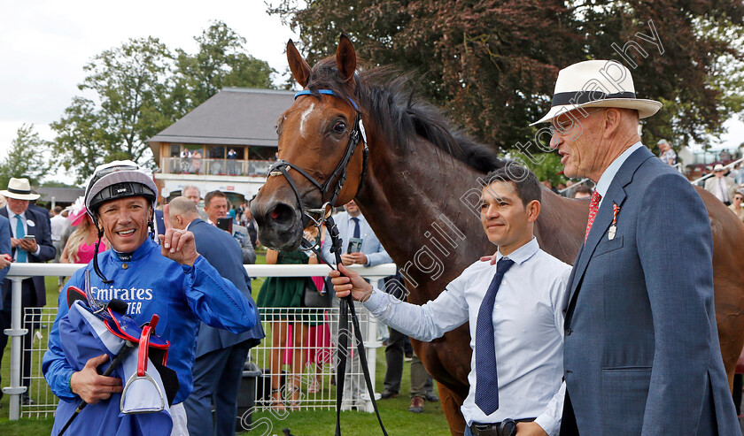 Trawlerman-0010 
 TRAWLERMAN (Frankie Dettori) with John Gosden after The Sky Bet Ebor Handicap
York 20 Aug 2022 - Pic Steven Cargill / Racingfotos.com