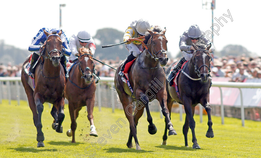 Zaaki-0004 
 ZAAKI (centre, Ryan Moore) beats BANGKOK (left) and SPACE TRAVELLER (right) in The Sky Bet & Symphony Group Strensall Stakes
York 24 Aug 2019 - Pic Steven Cargill / Racingfotos.com