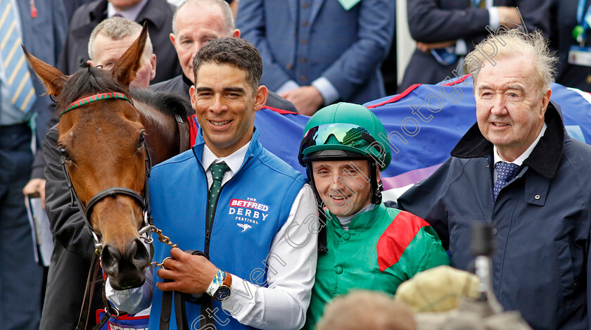 Ezeliya-0023 
 EZELIYA (Chris Hayes) with Dermot Weld after The Betfred Oaks
Epsom 31 May 2024 - pic Steven Cargill / Racingfotos.com