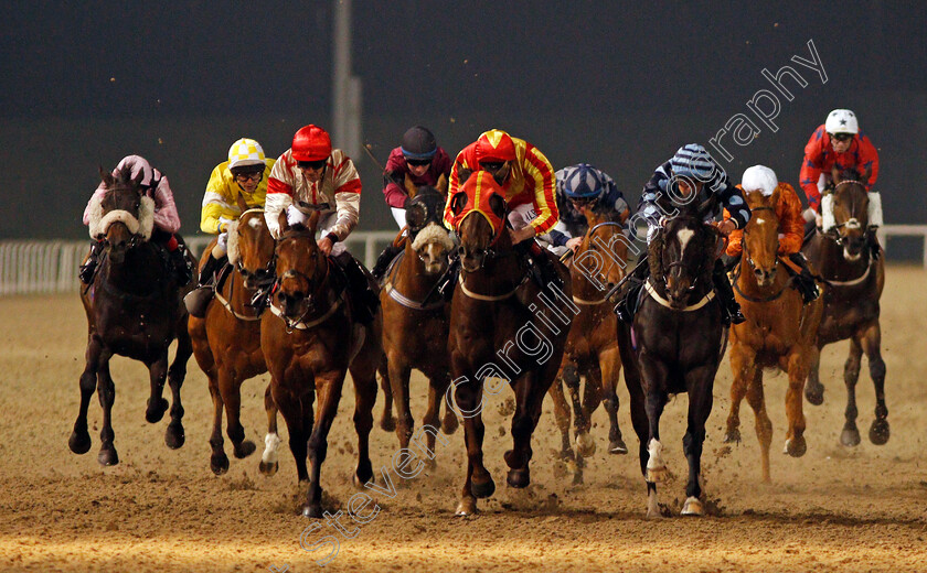 Showdance-Kid-0001 
 SHOWDANCE KID (right, Clifford Lee) beats HARRY BEAU (centre) and PRAZERES (left) in The totescoop6 Rollover This Saturday Handicap Chelmsford 6 Apr 2018 - Pic Steven Cargill / Racingfotos.com