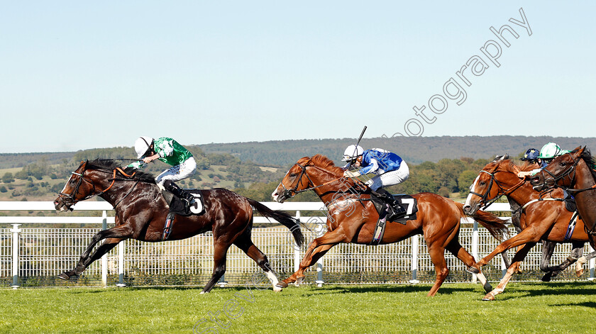 Pablo-Escobarr-0004 
 PABLO ESCOBARR (Ryan Moore) beats SLADE KING (centre) in The Heineken EBF Future Stayers Maiden Stakes
Goodwood 26 Sep 2018 - Pic Steven Cargill / Racingfotos.com