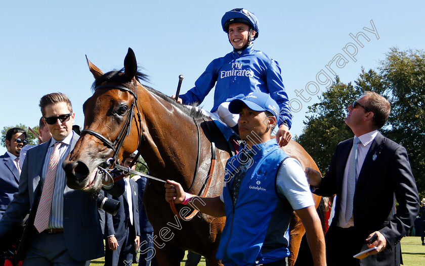 Wild-Illusion-0008 
 WILD ILLUSION (William Buick) with Charlie Appleby after The Qatar Nassau Stakes
Goodwood 2 Aug 2018 - Pic Steven Cargill / Racingfotos.com