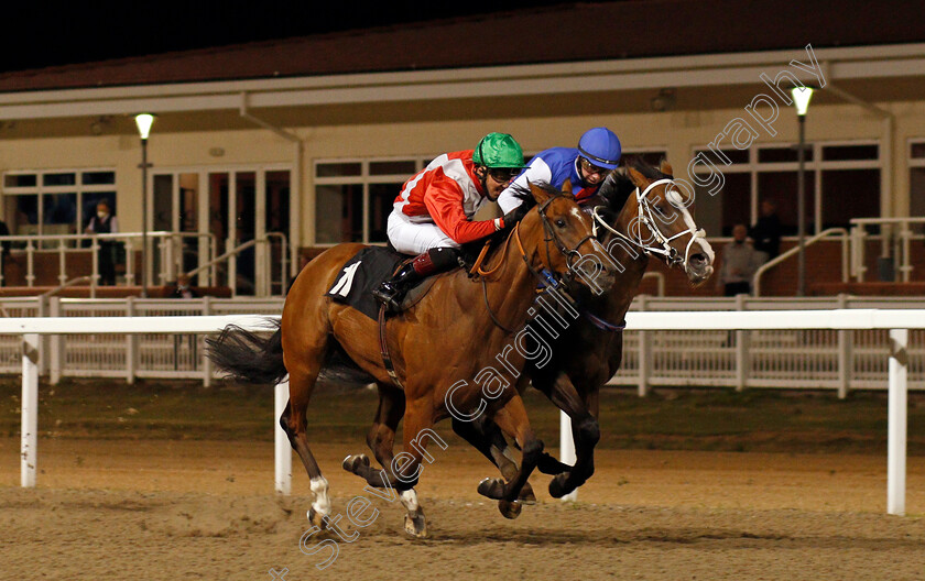 Mochalov-0001 
 MOCHALOV (farside, Levi Williams) beats CHIARODILUNA (nearside) in The Havens Hospices Apprentice Handicap Div2
Chelmsford 22 Aug 2020 - Pic Steven Cargill / Racingfotos.com