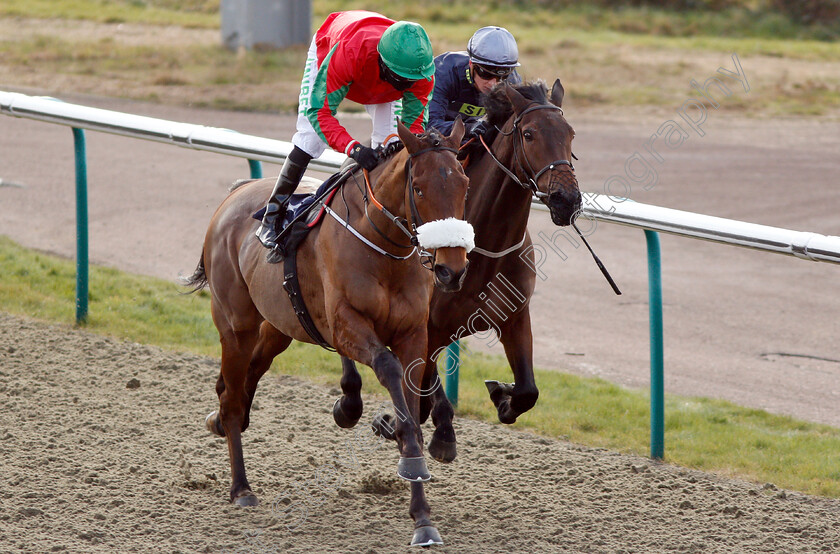 Endlessly-0006 
 ENDLESSLY (left, Jamie Spencer) beats HIDDEN DEPTHS (right) in The Betway Live Casino Maiden Stakes
Lingfield 2 Feb 2019 - Pic Steven Cargill / Racingfotos.com