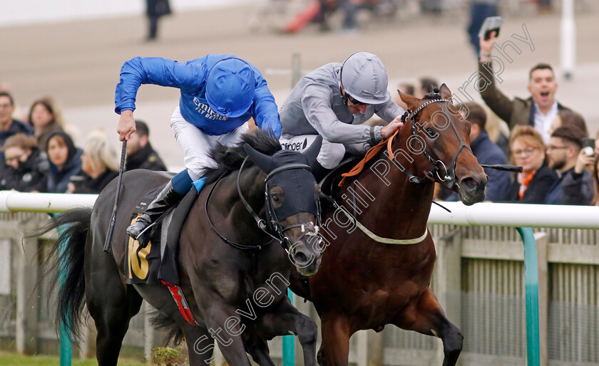 Point-Sur-0003 
 POINT SUR (left, William Buick) beats NATIVE WARRIOR (right) in The Join Racing TV Now Novice Stakes
Newmarket 25 Oct 2023 - Pic Steven Cargill / Racingfotos.com