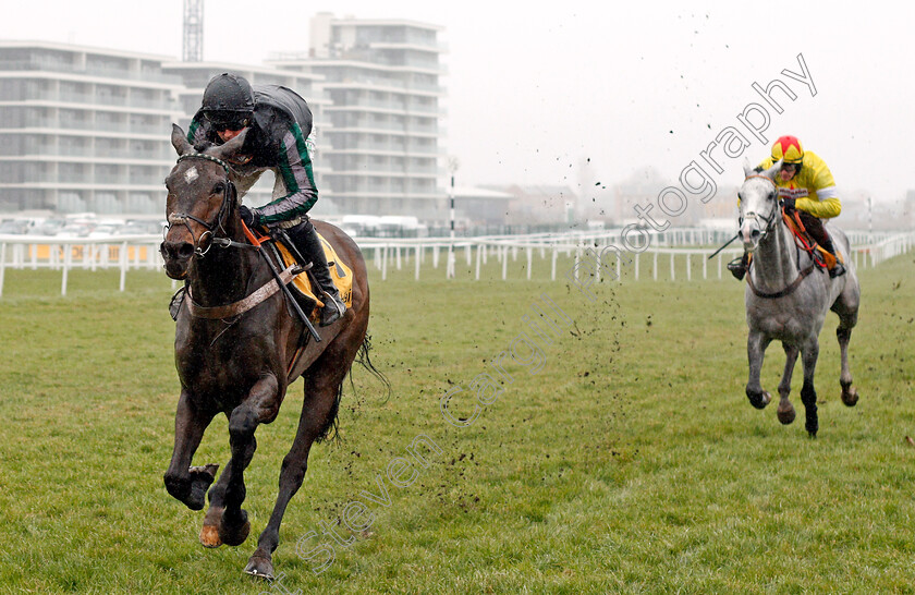 Altior-0005 
 ALTIOR (Nico de Boinville) beats POLITOLOGUE (right) in The Betfair Exchange Chase Newbury 10 Feb 2018 - Pic Steven Cargill / Racingfotos.com